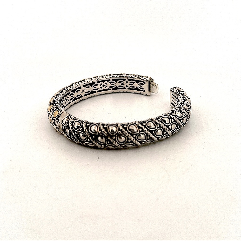 Jai 18K yellow gold and 925 Sterling silver hinged bangle bracelet - Picture 6 of 10